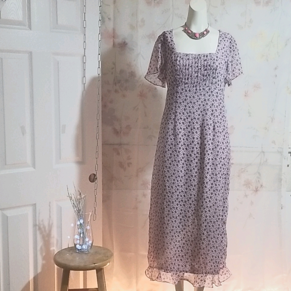 spring/summer lavender , floral, long dress